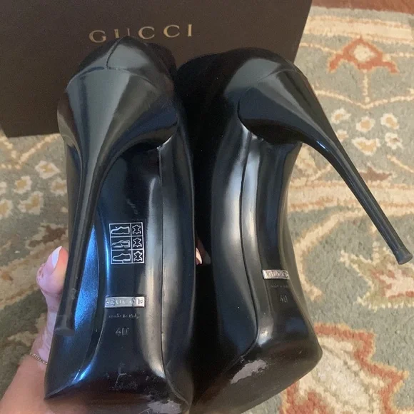 Gucci Stivale Pelle S. Cuoio Regent Nero Heels - Picture 8 of 12